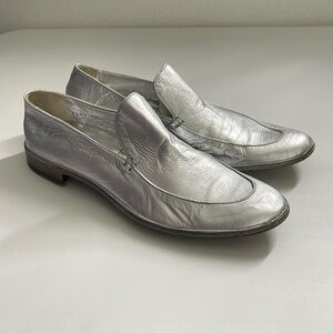 ROCCO P Silver Soft Leather Women's Loafers Flats Italy EUR Size 37 US 7
